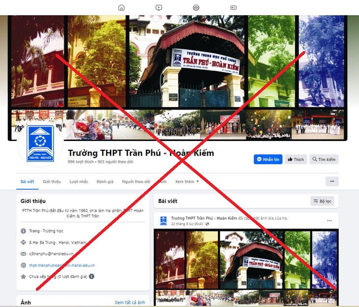 Fanpage một trường THPT ở Hà Nội bị giả mạo, gần 1.000 lượt theo dõi - Ảnh 1. Fanpage một trường THPT ở Hà Nội bị giả mạo, gần 1.000 lượt theo dõi - Ảnh 1.