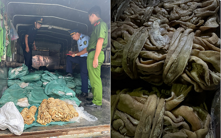 Tiêu hủy 1.400kg lòng bò chảy nước hôi thối chuẩn bị đưa ra thị trường