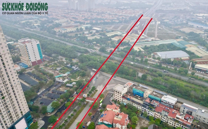 Toàn cảnh khu vực làm hầm chui nút giao Vành đai 3.5 với Đại lộ Thăng Long