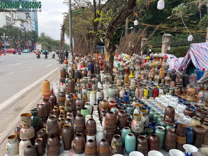 Vỉa hè Hà Nội thành chợ bán đào quất, 'đẩy' người đi bộ xuống đường- Ảnh 4. Vỉa hè Hà Nội thành chợ bán đào quất, 'đẩy' người đi bộ xuống đường- Ảnh 4.