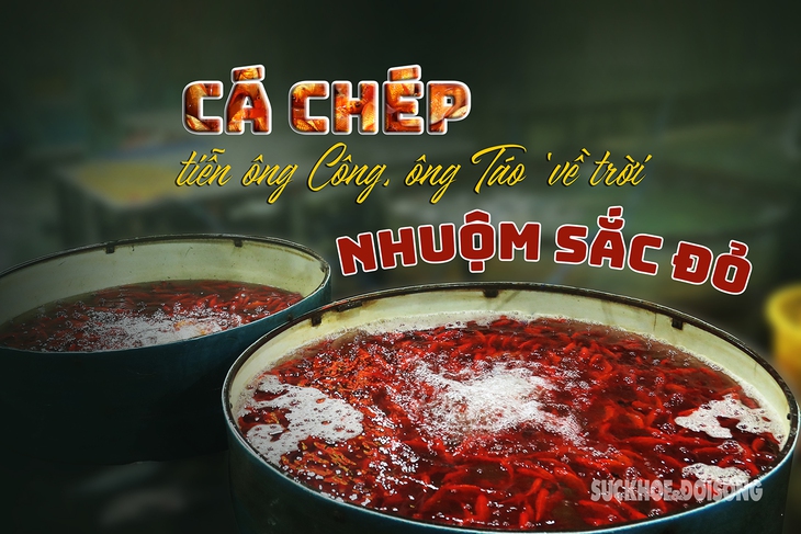 Cá chép tiễn ông Công, ông Táo 'về trời' nhuộm sắc đỏ chợ Yên Sở- Ảnh 1.