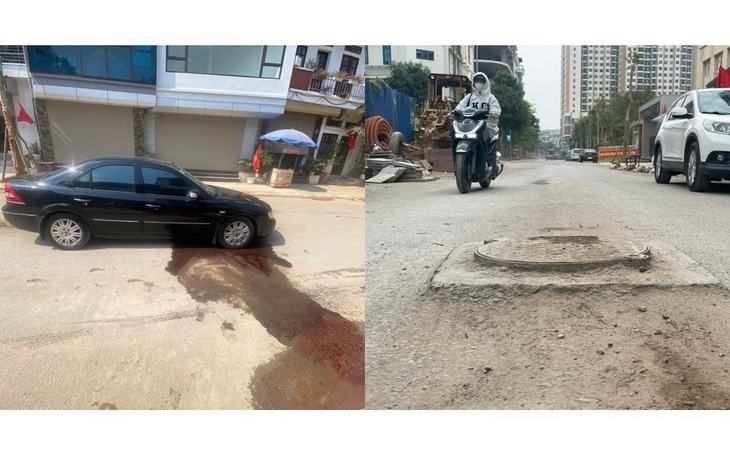 Người dân khốn khổ khi lưu thông qua đoạn đường đang thi công ở Hà Nội