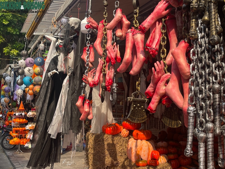 Đồ hoá trang kinh dị tràn ngập phố Hàng Mã trước lễ Halloween- Ảnh 4.