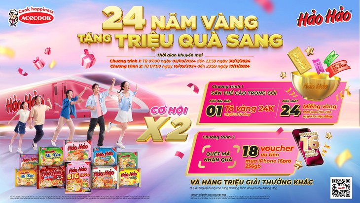 Hảo Hảo 24 năm vàng, triệu quà tặng với 2 chương trình khuyến mại lớn- Ảnh 1. Hảo Hảo 24 năm vàng, triệu quà tặng với 2 chương trình khuyến mại lớn- Ảnh 1.