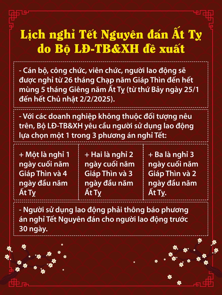 Tin vui cho người lao động dịp nghỉ Tết Nguyên đán 2025- Ảnh 1.