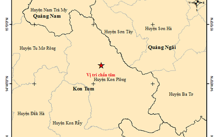 Kon Tum lại hứng 2 trận động đất trên 3 độ richter