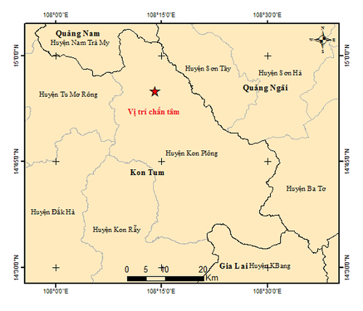 Kon Tum hứng 6 trận động đất trong chưa đầy 1 giờ- Ảnh 2. Kon Tum hứng 6 trận động đất trong chưa đầy 1 giờ- Ảnh 2.