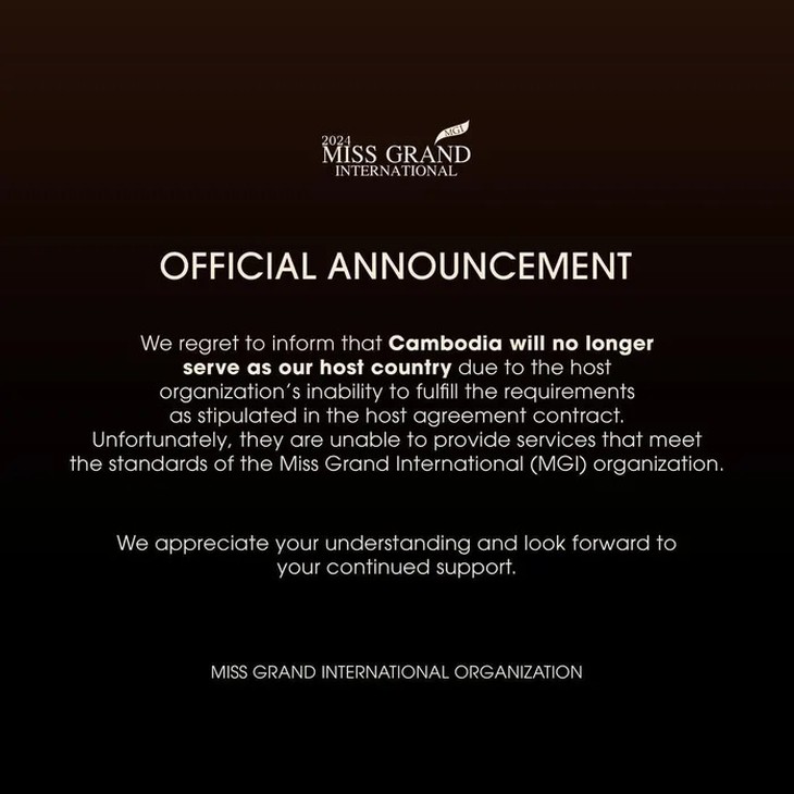 Xảy ra sự cố, Miss Grand International 2024 đột ngột đổi địa điểm tổ chức- Ảnh 1.