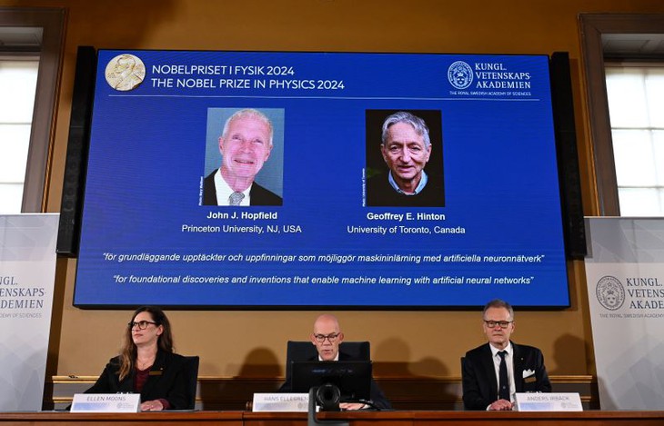 Giải Nobel Vật lý 2024 tôn vinh phát minh học máy sử dụng mạng lưới thần kinh nhân tạo- Ảnh 1. Giải Nobel Vật lý 2024 tôn vinh phát minh học máy sử dụng mạng lưới thần kinh nhân tạo- Ảnh 1.