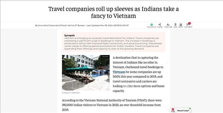 Việt Nam là điểm đến 'có một không hai' thu hút du khách Ấn Độ- Ảnh 1. Việt Nam là điểm đến 'có một không hai' thu hút du khách Ấn Độ- Ảnh 1.