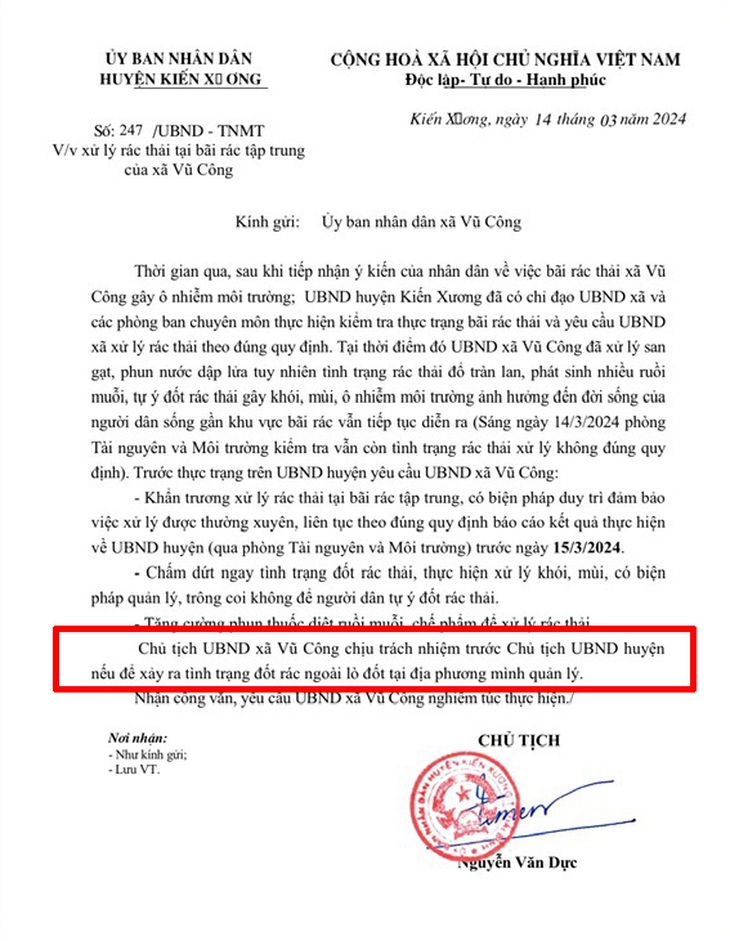 Thái Bình: Tái diễn tình trạng đốt rác gây ô nhiễm, Chủ tịch xã Vũ Công chịu trách nhiệm như thế nào?- Ảnh 2. Thái Bình: Tái diễn tình trạng đốt rác gây ô nhiễm, Chủ tịch xã Vũ Công chịu trách nhiệm như thế nào?- Ảnh 2.