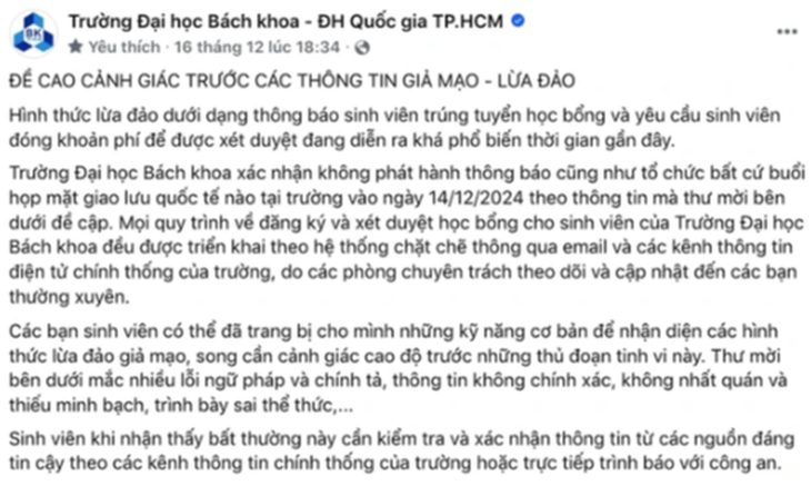 Nhiều trường đại học cảnh báo sinh viên tránh ‘sập bẫy’ lừa đảo- Ảnh 1.