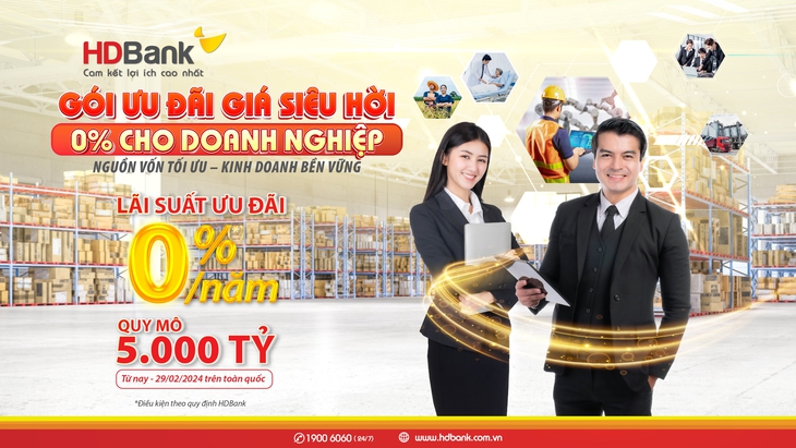 Cùng doanh nghiệp đón Tết, HDBank tung thêm gói tín dụng lãi suất 0% - Ảnh 1. Cùng doanh nghiệp đón Tết, HDBank tung thêm gói tín dụng lãi suất 0% - Ảnh 1.