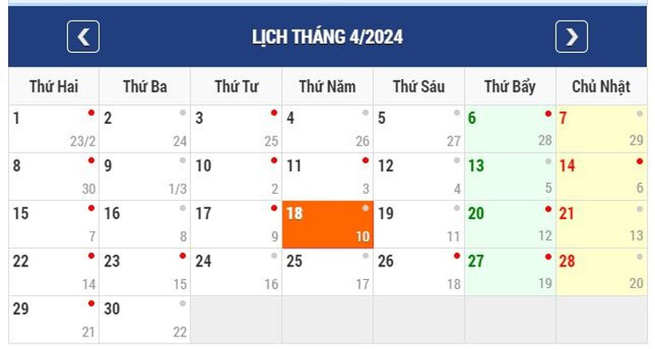 Người lao động được nghỉ mấy ngày dịp Giỗ Tổ Hùng Vương và 30/4 - 1/5 năm nay?- Ảnh 2. Người lao động được nghỉ mấy ngày dịp Giỗ Tổ Hùng Vương và 30/4 - 1/5 năm nay?- Ảnh 2.