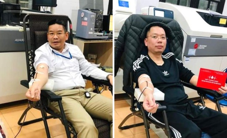Nửa đêm, Hiệu trưởng và Thiếu tá công an hiến máu cứu bệnh nhân nguy kịch- Ảnh 1.