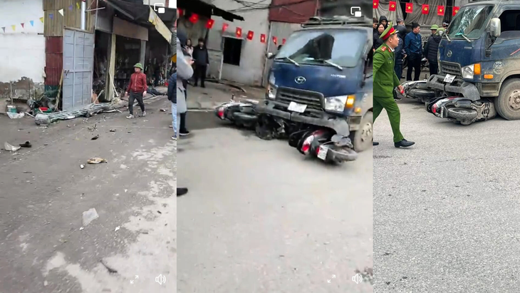 VIDEO tai nạn giao thông liên hoàn giữa 1 ô tô và nhiều xe máy- Ảnh 2. VIDEO tai nạn giao thông liên hoàn giữa 1 ô tô và nhiều xe máy- Ảnh 2.