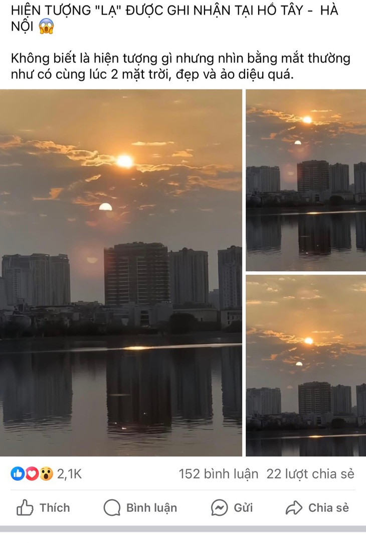 Chuyên gia lý giải về '2 Mặt Trời' xuất hiện ở Hồ Tây- Ảnh 3. Chuyên gia lý giải về '2 Mặt Trời' xuất hiện ở Hồ Tây- Ảnh 3.