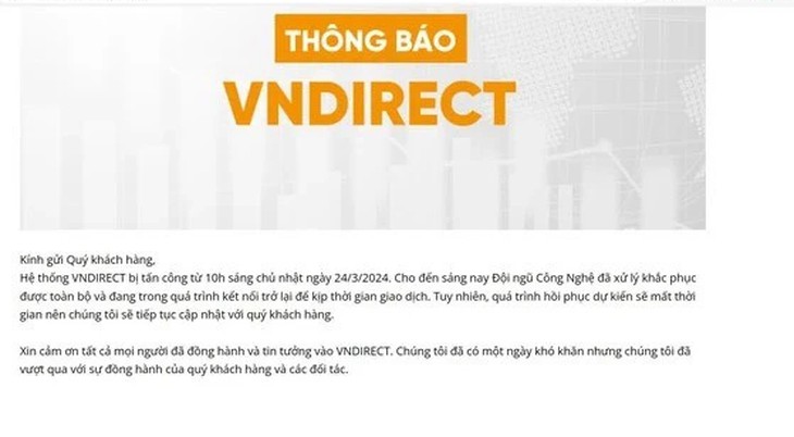Hệ thống chứng khoán VNDIRECT bất ngờ bị sập- Ảnh 1.