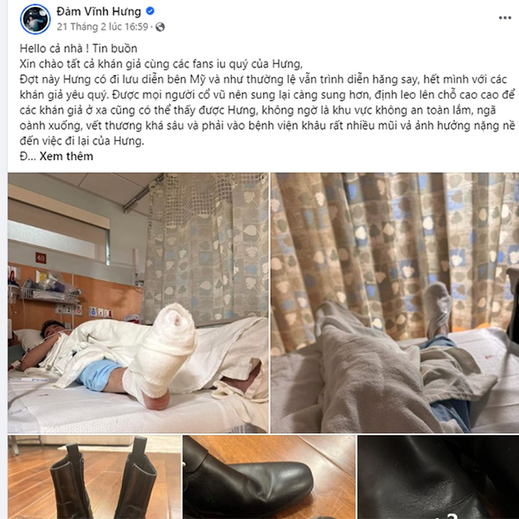 Đàm Vĩnh Hưng phải chi 20 tỷ đồng chữa chân ở Mỹ, sự thật ra sao?- Ảnh 1. Đàm Vĩnh Hưng phải chi 20 tỷ đồng chữa chân ở Mỹ, sự thật ra sao?- Ảnh 1.