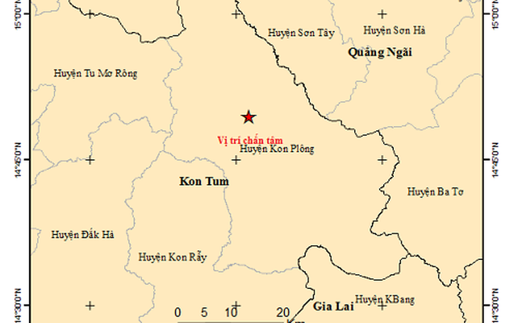 Kon Tum rung lắc mạnh bởi động đất 4 độ richter