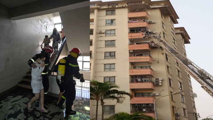 Giải cứu nhiều người mắc kẹt trong vụ cháy tại 1 khu đô thị Hà Nội- Ảnh 2. Giải cứu nhiều người mắc kẹt trong vụ cháy tại 1 khu đô thị Hà Nội- Ảnh 2.