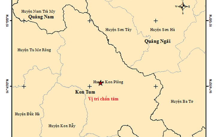 Kom Tum động đất mạnh 3.9 độ richter