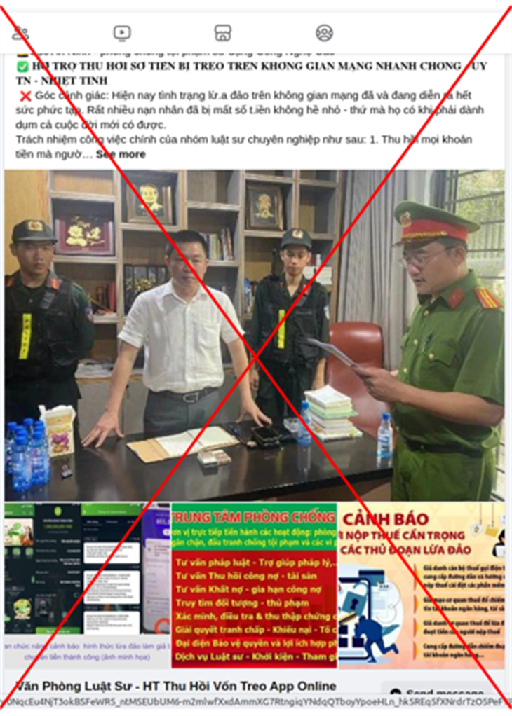 Cảnh báo thủ đoạn mạo danh Bộ Công an, luật sư hỗ trợ lấy lại tiền bị lừa- Ảnh 2.
