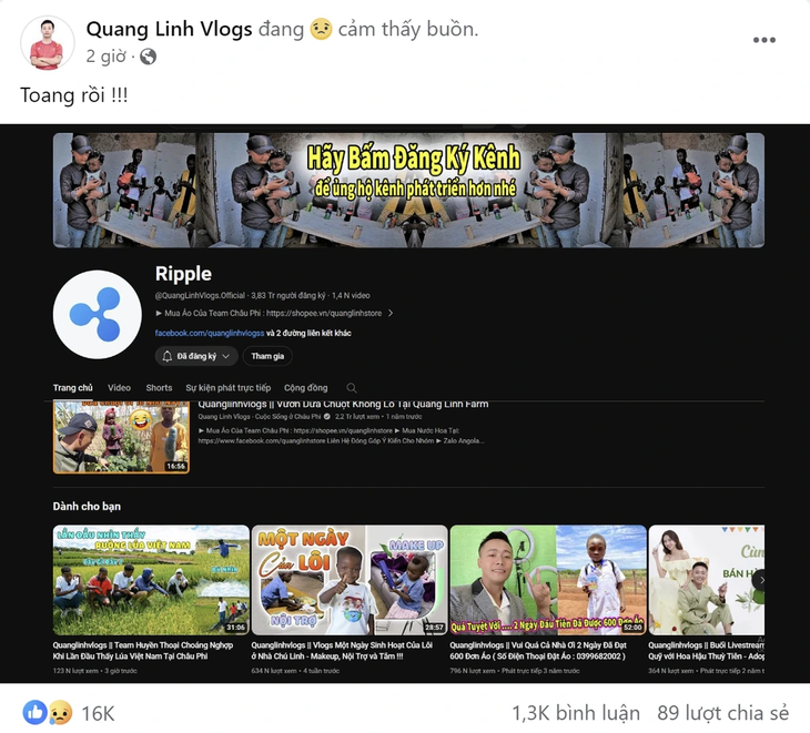 Thủ phạm đứng sau vụ đánh cắp kênh YouTube của Độ Mixi và Quang Linh Vlog là ai?- Ảnh 2. Thủ phạm đứng sau vụ đánh cắp kênh YouTube của Độ Mixi và Quang Linh Vlog là ai?- Ảnh 2.