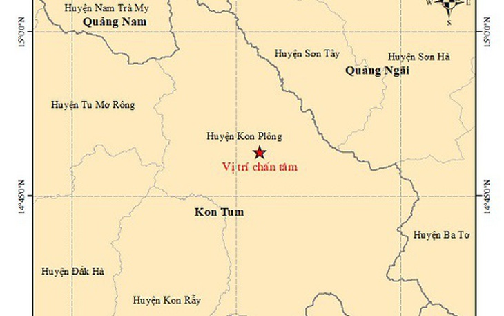 Kon Tum lại động đất 4,1 độ richter