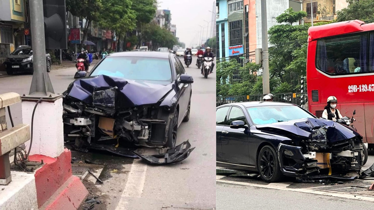 Ô tô biến dạng sau khi tự đâm vào dải phân cách chân cầu vượt- Ảnh 2. Ô tô biến dạng sau khi tự đâm vào dải phân cách chân cầu vượt- Ảnh 2.