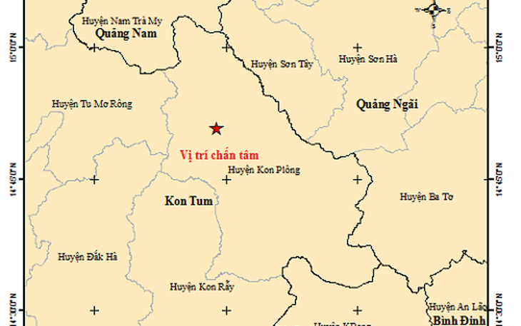Kon Tum lại hứng 2 trận động đất mạnh trên 3 độ richter