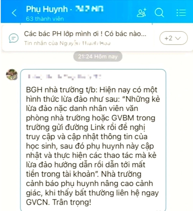 Xuất hiện thêm chiêu trò lừa đảo chiếm đoạt tiền của phụ huynh- Ảnh 1. Xuất hiện thêm chiêu trò lừa đảo chiếm đoạt tiền của phụ huynh- Ảnh 1.