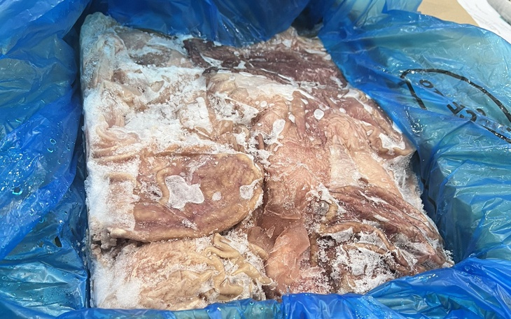 Phát hiện gần 12 tấn dạ dày lợn đông lạnh có dấu hiệu nhập lậu trong khu công nghiệp
