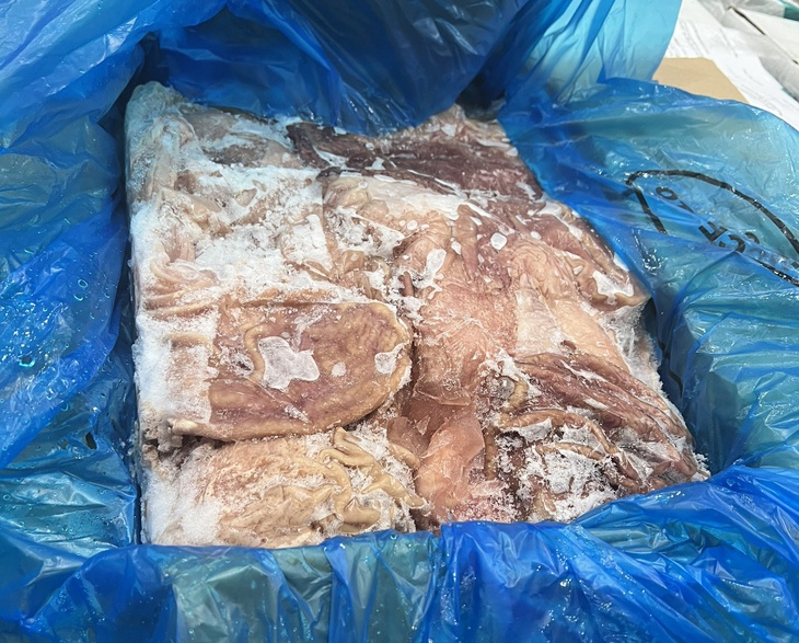 Phát hiện gần 12 tấn dạ dày lợn đông lạnh có dấu hiệu nhập lậu trong khu công nghiệp- Ảnh 3. Phát hiện gần 12 tấn dạ dày lợn đông lạnh có dấu hiệu nhập lậu trong khu công nghiệp- Ảnh 3.