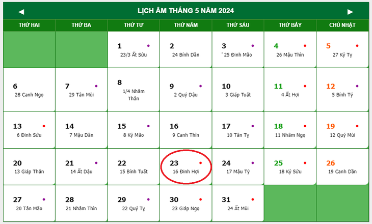 Lịch âm 23/5 - Âm lịch hôm nay 23/5 - Lịch vạn niên ngày 23/5/2024- Ảnh 1.