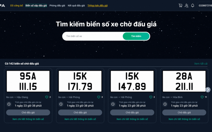 Đấu giá thêm gần 340.000 biển số ô tô sau khi đã thu về 1.4 nghìn tỷ đồng