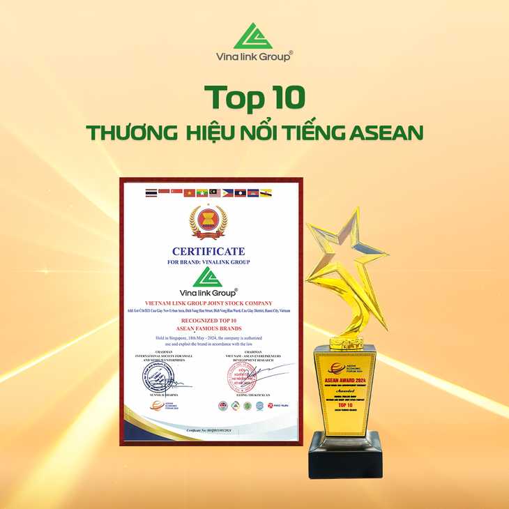 Vinalink Group được vinh danh Top 10 thương hiệu nổi tiếng ASEAN năm 2024- Ảnh 2.
