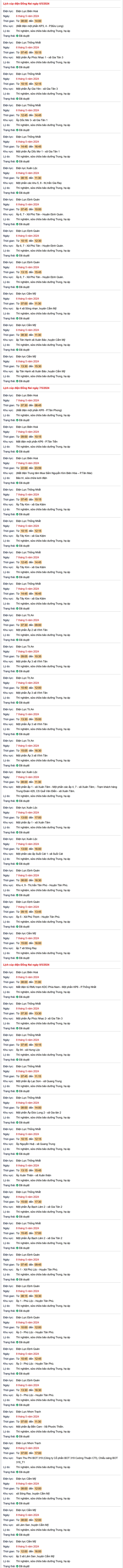 Lịch cúp điện Đồng Nai từ ngày 6-12/5: Khu dân cư nào thuộc diện bị cúp điện?- Ảnh 1.