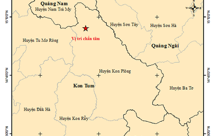 Động đất liên tiếp ở Quảng Nam và Kon Tum