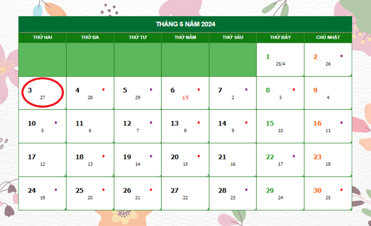 Lịch âm 3/6 - Âm lịch hôm nay 3/6 - Lịch vạn niên ngày 3/6/2024- Ảnh 1.