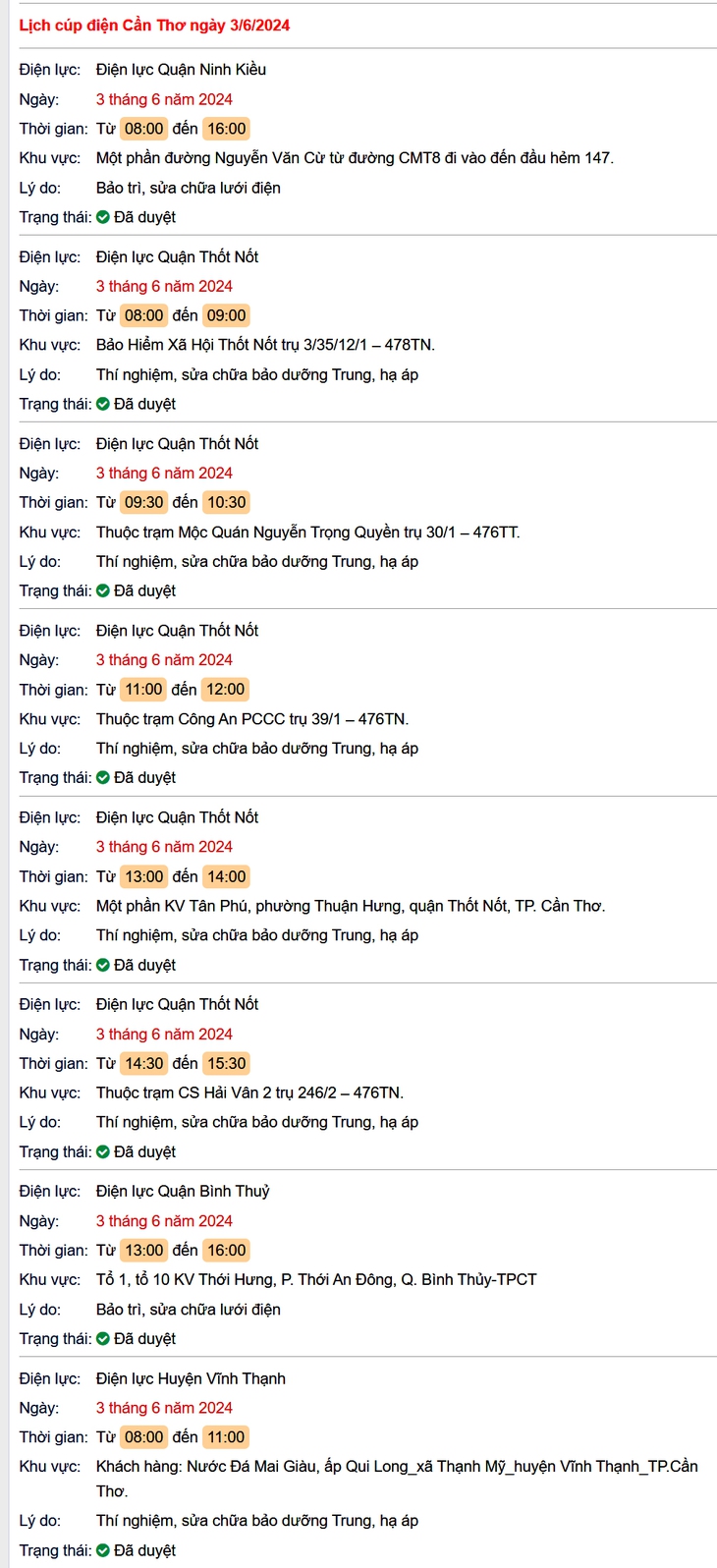 Lịch cúp điện Cần Thơ hôm nay mới nhất ngày 3/6- Ảnh 1.