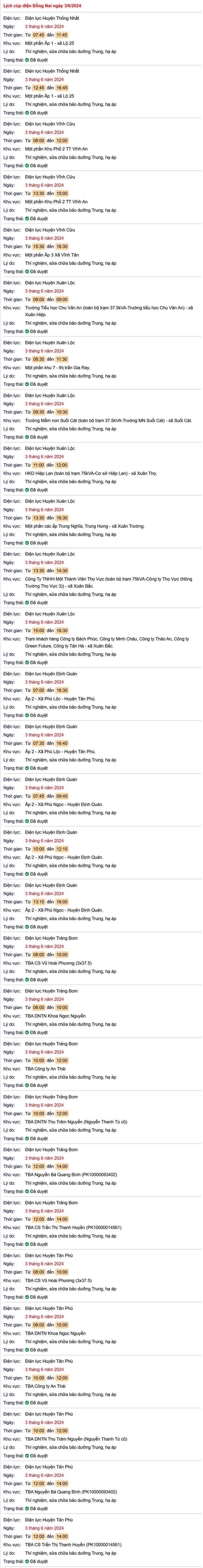 Lịch cúp điện Đồng Nai hôm nay mới nhất ngày 3/6 - Ảnh 1.