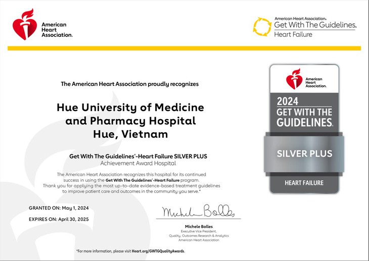 Bệnh viện Trường ĐH Y Dược Huế nhận giải thưởng SILVER PLUS quản lý suy tim- Ảnh 1. Bệnh viện Trường ĐH Y Dược Huế nhận giải thưởng SILVER PLUS quản lý suy tim- Ảnh 1.