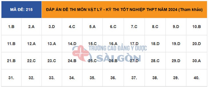 Đáp án đề thi môn Vật lý tốt nghiệp THPT 2024 tất cả mã đề- Ảnh 9.