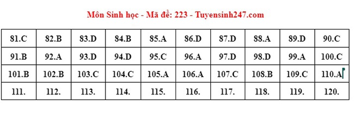 Đáp án đề thi môn Sinh học tốt nghiệp THPT 2024 tất cả mã đề- Ảnh 16.