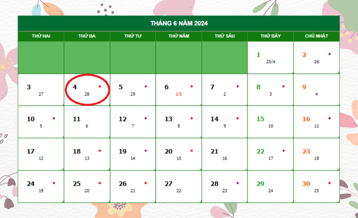 Lịch âm 4/6 - Âm lịch hôm nay 4/6 - Lịch vạn niên ngày 4/6/2024- Ảnh 1.