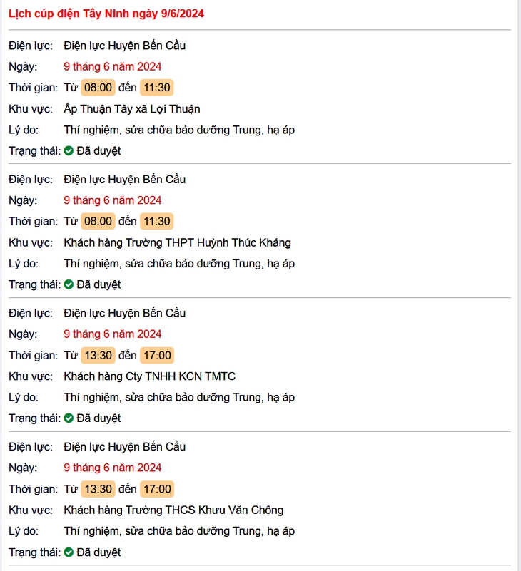 Lịch cúp điện Tây Ninh hôm nay mới nhất ngày 9/6- Ảnh 1.