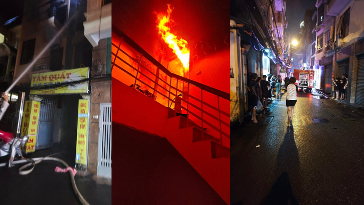 Cháy nhà cao tầng trong đêm tại Hoàng Mai, Hà Nội- Ảnh 2.