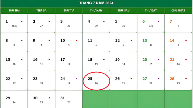 Lịch âm 25/7 - Âm lịch hôm nay 25/7 - Lịch vạn niên ngày 25/7/2024- Ảnh 1.