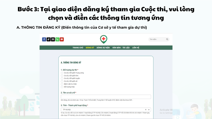 Hướng dẫn chi tiết cách đăng ký tham gia Cuộc thi 